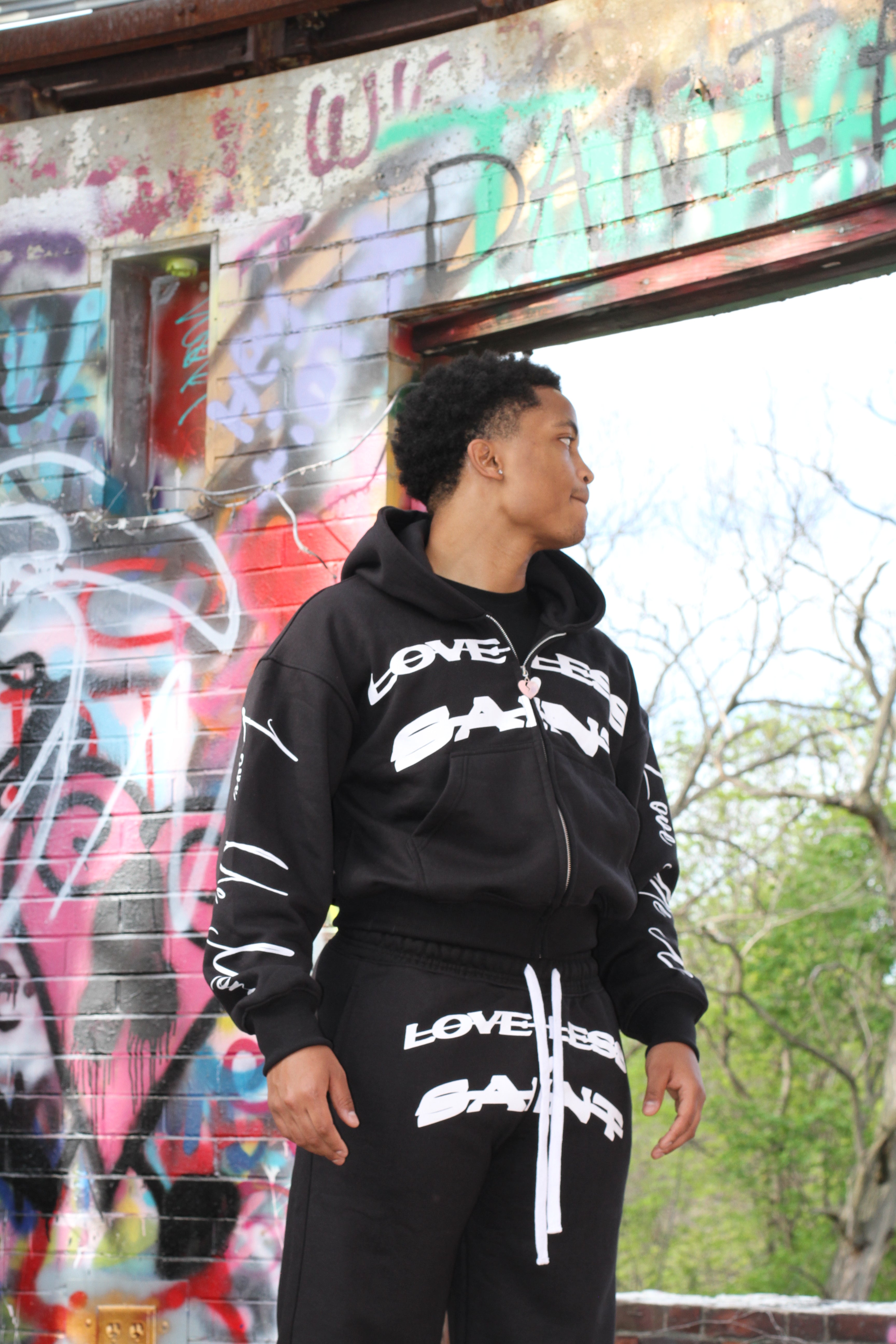 Cropped Oversized hoodie Black
