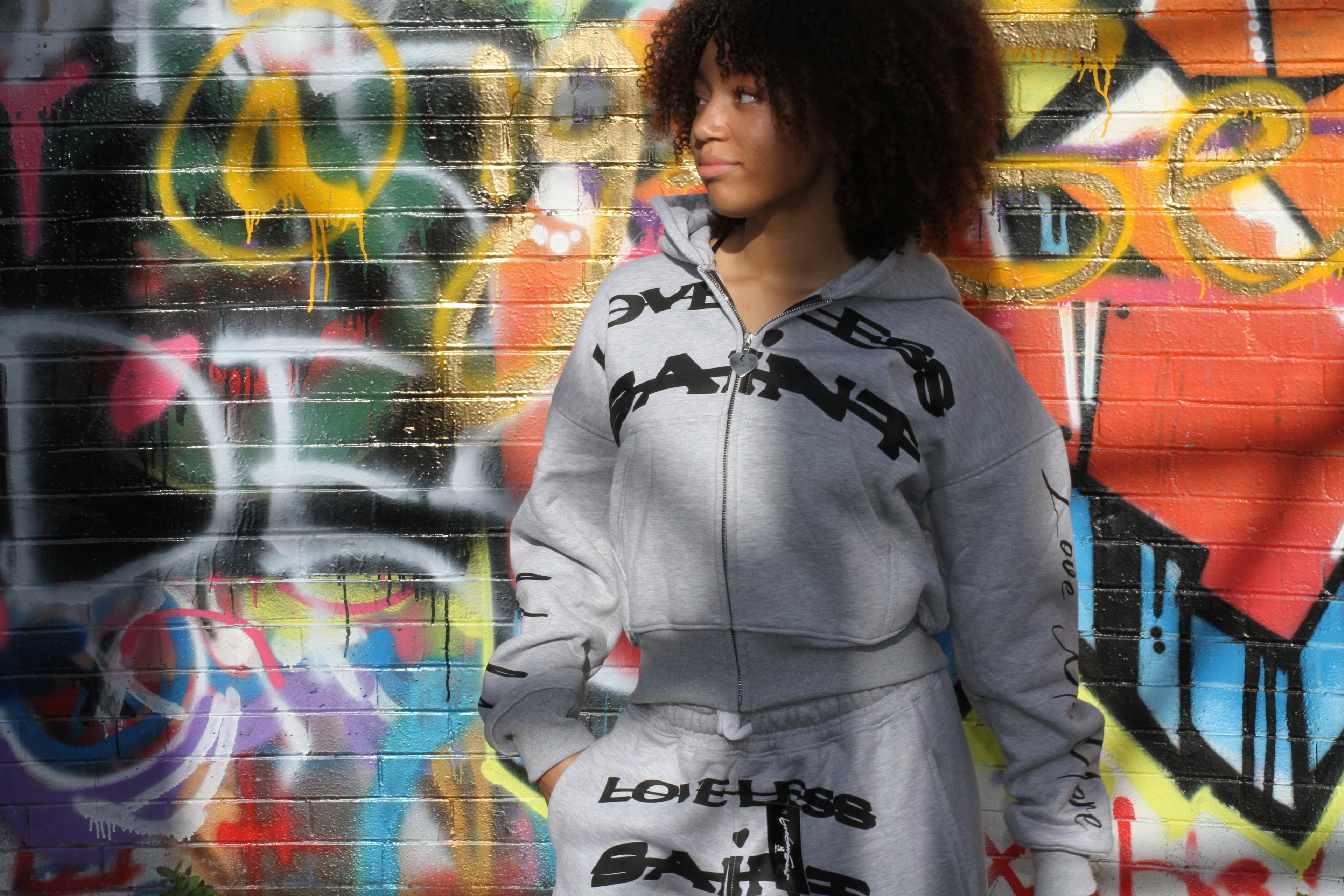 Oversized Cropped Hoodie GREY